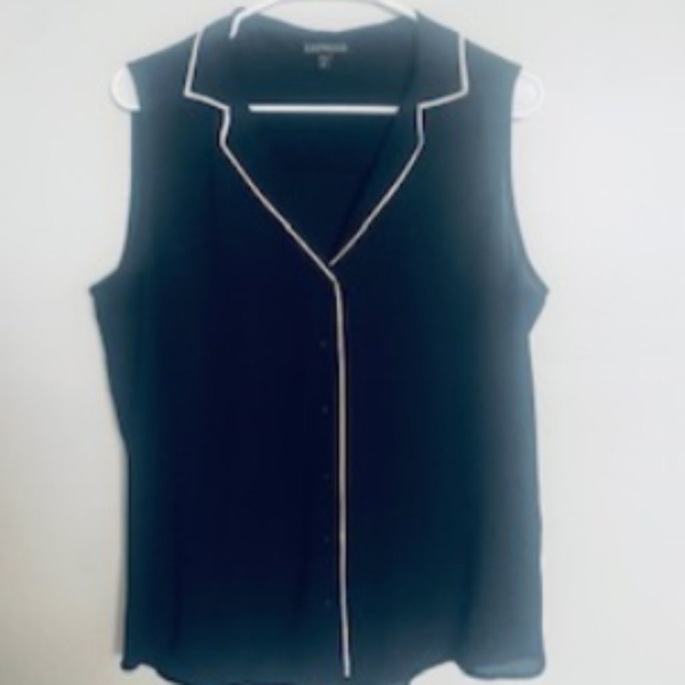 Express Black with white trim blouse